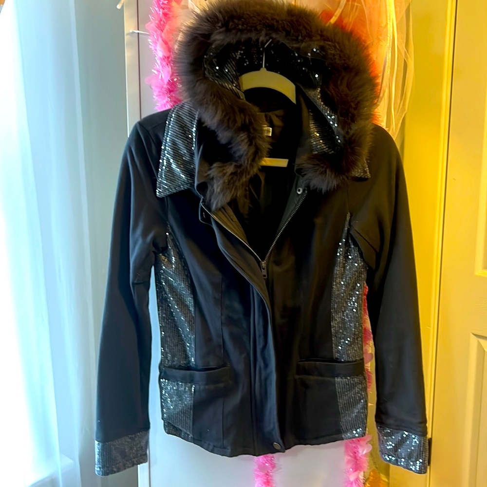 Dark gray hooded jacket with sparkles! EUC size S